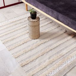Decazone White Striped Cotton Carpet-10