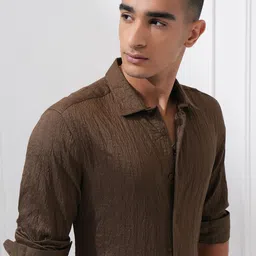 Highlander Men Jacquard Textured Solid Occasion Shirt-image-62