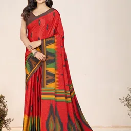 Garden Vareli Women Crepe Geometric Printed Saree with Unstitched Blouse Piece-picture-46