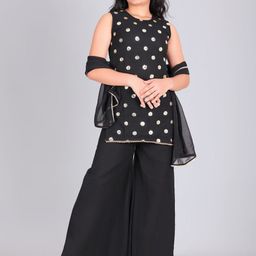 Aarya Designer Girls Embroidered Empire Sequinned Kurta with Palazzos & With Dupatta-image-45