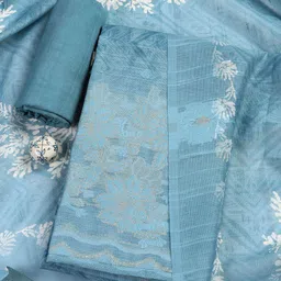 Meena Bazaar Floral Woven Design Linen Unstitched Dress Material-image-78
