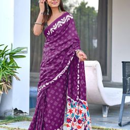 AMRUTKALA SAREES Geometric Printed Pure Cotton Block Print Saree-picture-34