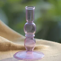 LIGHTHOUSE CANDLE Purple Blume Glass Taper Candle Holder-30