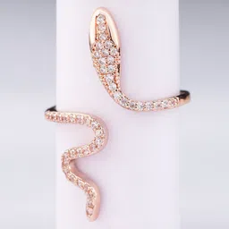 Mesmerize Rose Gold-Plated Artificial Stones-Studded Adjustable Snake Finger Ring-picture-14