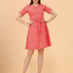 Moda Rapido Floral Print Crepe Fit & Flare Dress-picture-35