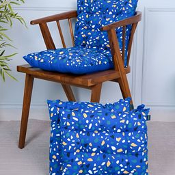 SKANDA FAB Blue & White 4 Pieces Cotton Mosaic Printed Chair Pads-image-70