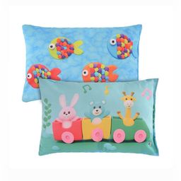 Aura Blue Set of 2 Cotton 12x18 Kids Pillow Filled Cotton Sleep Pillow-54