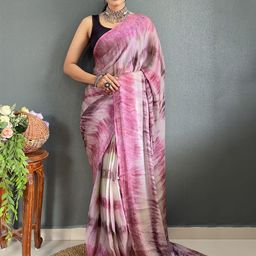 KAYOMMI Tie and Dye Pure Chiffon Ready to Wear Saree-image-100