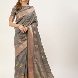 DIVASTRI Embellished Embroidered Silk Cotton Saree-image-98