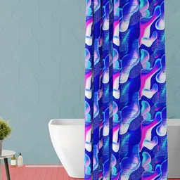ArtzFolio White & Blue Printed Waterproof Shower Curtain-image-70
