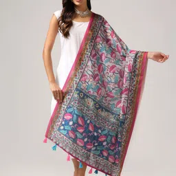 Kaizen TEXO FAB Ethnic Motifs Printed Linen Dupatta-14