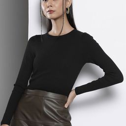 SASSAFRAS Women Round Neck Long Sleeves Crop Pullover-image-65