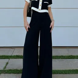 all about you Color Blocked Top With Trousers Co-Ords-image-19