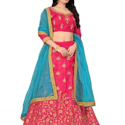 Maroosh Embellished Thread Work Unstitched Lehenga & Blouse With Dupatta image 3