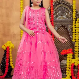 Sangria Girls Red Net Lehenga Choli-picture-11