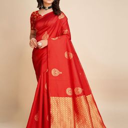 bigben textile Ethnic Motifs Zari Silk Blend Banarasi Saree-image-89