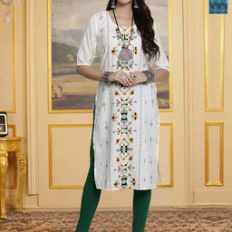 HERE&NOW Selection Of 2 Geometric Printed Round Neck Straight Kurtas-picture-16