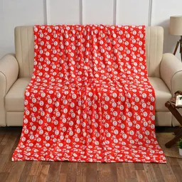 BREVARD Red Printed AC Room 200 GSM Woolen Double Bed Blanket-image-86