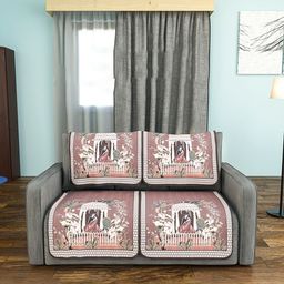 Kuber Industries Brown & White Printed Cotton 4 Piece Sofa Cover-43