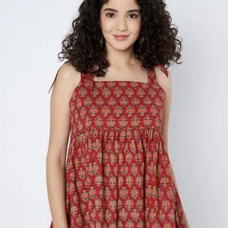 9rasa Geometric Print Indigo Cotton Peplum Top-picture-17