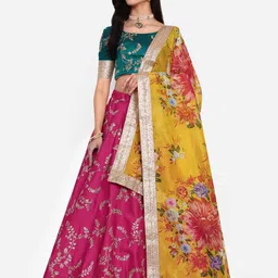 FABPIXEL Embroidered Semi-Stitched Lehenga & Unstitched Blouse With Dupatta-16