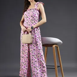 emeros Women Printed Shoulder Straps Basic Jumpsuit with Ruffles-picture-6