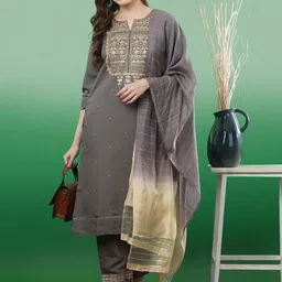 Sangria Embroidered Sequence Kurta & Trouser With Dupatta image 5
