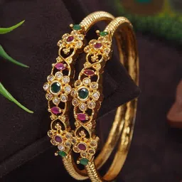 SGA FASHION Set Of 2 Gold-Plated AD Studded Bangles-picture-30