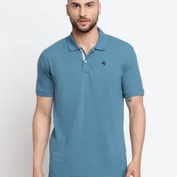 Cantabil Men Solid Polo Collar Cotton T-shirt-image-29