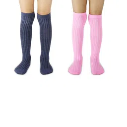NESKA MODA Kids-Unisex Set Of 2 Knee Length Cotton Socks-54