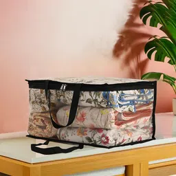 Kuber Industries Transparent & Black 4 Pieces Printed Reusable Multi-Utility Organisers-13