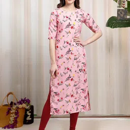 HERE&NOW Selection Of 3 Floral Printed Round Neck Straight Kurtas-image-54