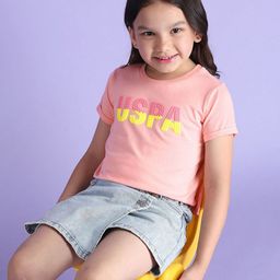 U.S. Polo Assn. Kids Girls Brand Logo Puff Printed T-shirt-image-101