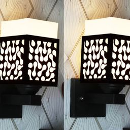 Gojeeva Black Wood Square Shaped Wall Lamp-picture-1