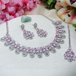 VATSALYA creation Rhodium-Plated Artificial Stones Alloy Jewellery Set-image-92