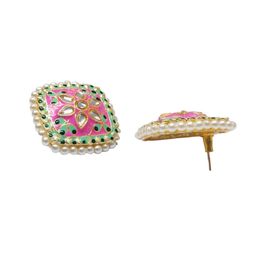 Anouk Meenakari Kundan Studded Square Shaped Studs image 4