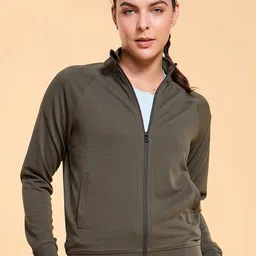 Enamor Ottoman Textured High Neck Relaxed Fit Regular Length Jacket A906-image-86