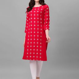 Milastru Embroidered Mirror Work Round Neck Kurta-picture-35