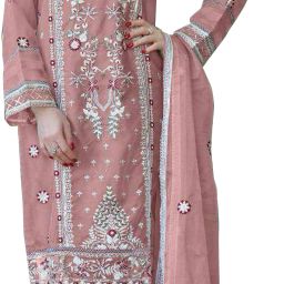 Semi Stitched Georgette Salwar Suit Material Embroidered-image-60