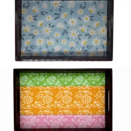 Wooden tray set of 2 with UV print|Serving Tray|Multipurpose Tray|AHS-T1161 Tray-image-72