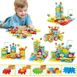 Miracle Brick Motorized Spinning Gear Building Block Interlock Toy 202 Pcs Kids-image-2