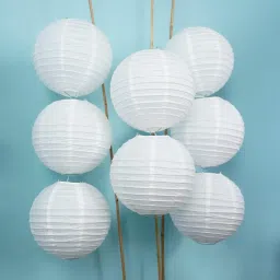 White Paper Hanging Lantern Pack of 10 L (12 inch) 54 White Paper Hanging Lantern-image-69