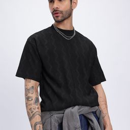 glitchez Chevron Ease Textured Relaxed T-shirt-image-25
