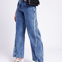 glitchez Women Artisan Feel Baggy Wide-Leg High-Rise Light Fade Jeans-image-21