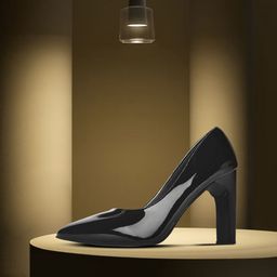 ELLE Black Solid Block Pumps-49