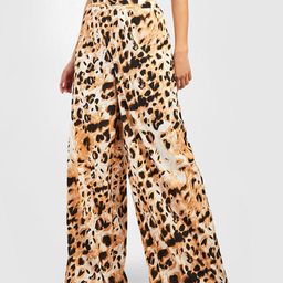 Boohoo Animal Print Wide Leg Trousers-image-39