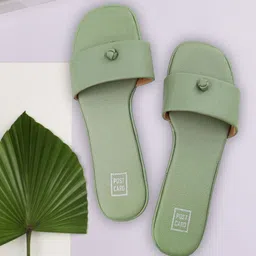 POSTCARD Women Green Colourblocked Open Toe Flats-32