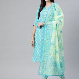 Readiprint Fashions Ethnic Motifs Printed Thread Work Pure Cotton Kurta Set-picture-13