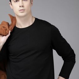 Roadster Men Black High-Low Cotton T-shirt-image-29