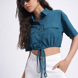 glitchez Boxy Swagger Drawstring Cinch Cotton Comfort Top-image-40